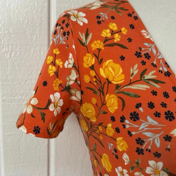 Forever 21 Women Short Sleeve Wrap Top Orange Fall Autumn Halloween Size Medium - Picture 2 of 6